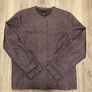 Eileen Fisher Purple 100% Silk Magnetic Closure Quilted Jacket Size L